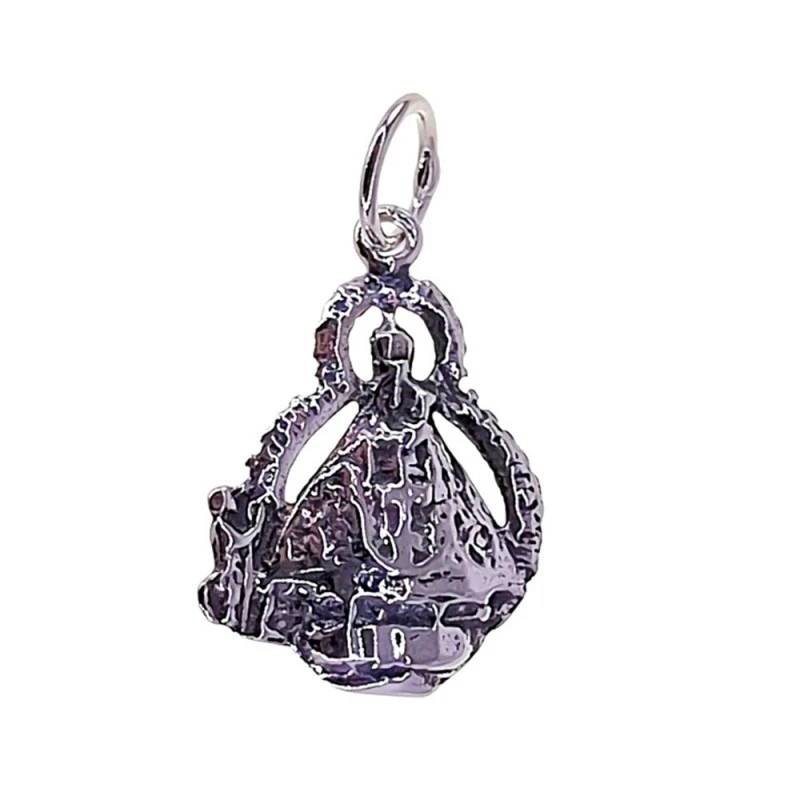 Virgen de la Cabeza Colgante Plata Ley 925m unisex 18 mm. oxidado det