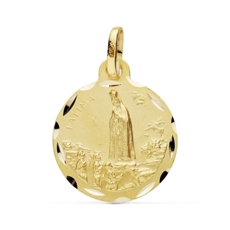 Medalla oro 18k Virgen Fátima 20mm. [AB0774]