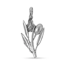 Colgante plata Ley 925m 33mm. rama olivo hojas aceituna Virgen de la Cabeza detalles tallados