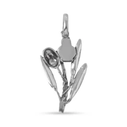 Colgante plata Ley 925m 33mm. rama olivo hojas aceituna Virgen de la Cabeza detalles tallados