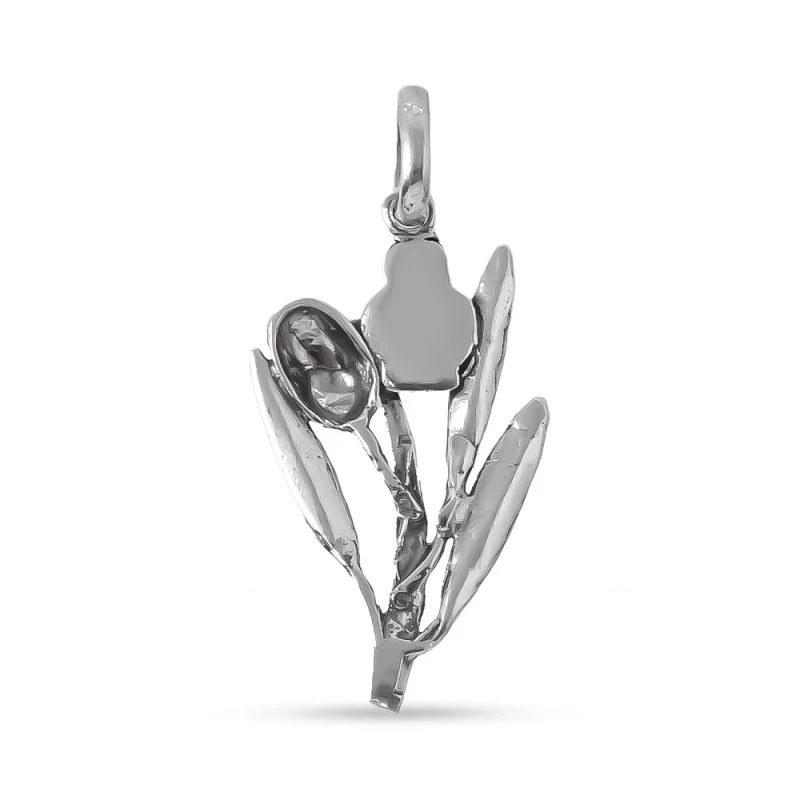 Colgante plata Ley 925m 33mm. rama olivo hojas aceituna Virgen de la Cabeza detalles tallados