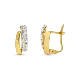 Pendientes en Oro Bicolor de 9k de 13 mm. con dos bandas circonitas c