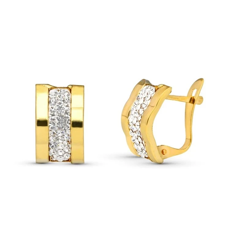 Pendientes en Oro de 9k con 12 mm. y tres bandas lisas combinadas cir