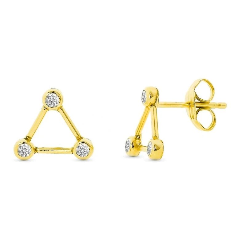 Pendientes Oro 9k de 8 mm. con forma de triángulo calado con circonit