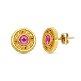 Pendientes en Oro de 9k con forma redonda de 11 mm. detalles calados