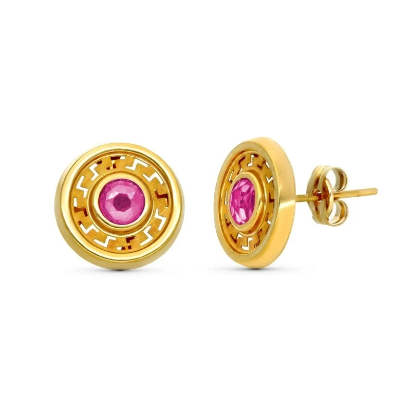 Pendientes en Oro de 9k con forma redonda de 11 mm. detalles calados