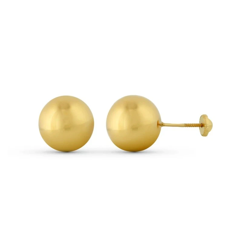 Pendientes Oro de 9k con bola lisa de 12 mm.