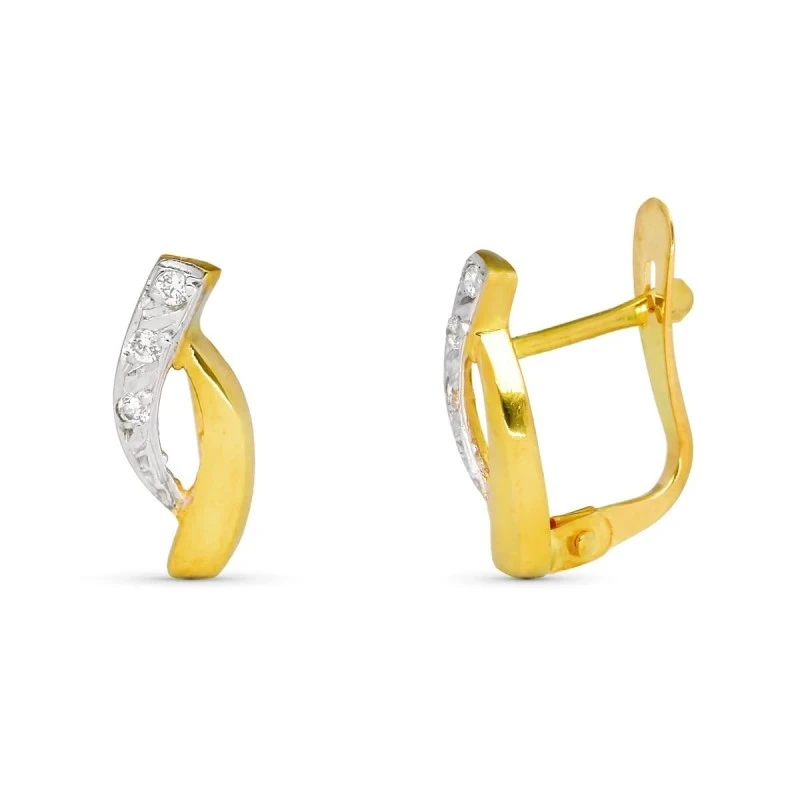 Pendientes en Oro Bicolor de 9k para Primera Comunión de 12 mm. con d