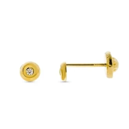 Pendientes Oro 9k redondos de 3 mm. con circonita en el centro