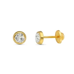 Pendientes Oro de 9k redondos de 5 mm. con circonita