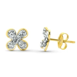 Pendientes en Oro de 9k flor de 9 mm. con circonitas