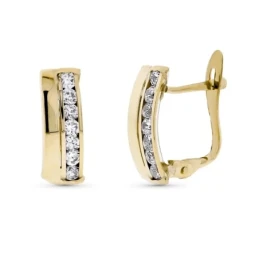 Pendientes Oro 9k de 14 mm. con dos bandas combinadas lisa circonitas