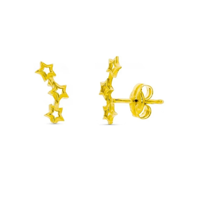 Pendientes Trepadores en Oro de 9k estrellas de 10 mm. caladas