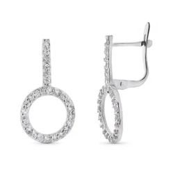 Pendientes Oro Blanco 9k de 20 mm. círculo calado con barra vertical