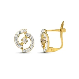 Pendientes en Oro Bicolor 9k de 13 mm. dos bandas circulares combinad