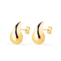 Pendientes en Oro de 9k con forma de gota de 16 mm. lisa