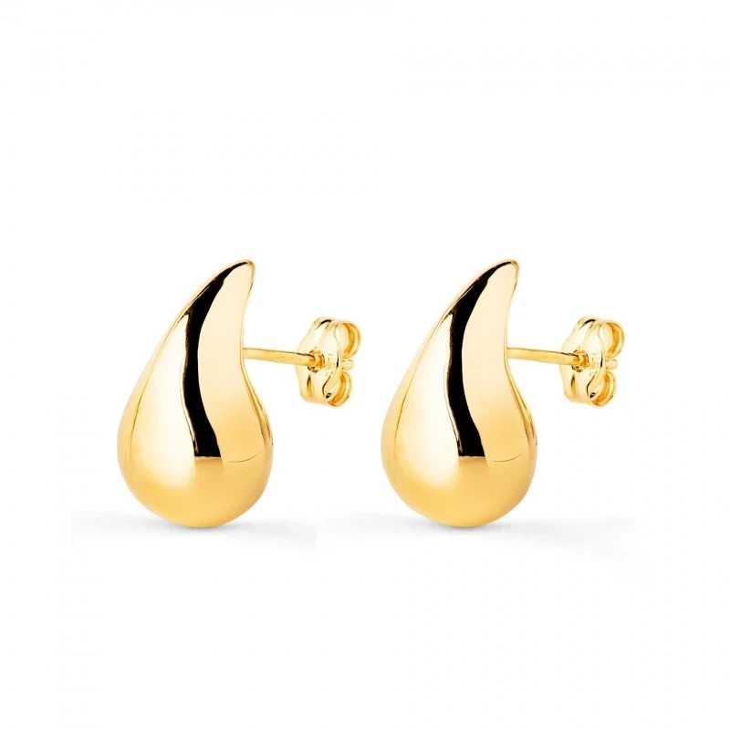 Pendientes en Oro de 9k con forma de gota de 16 mm. lisa
