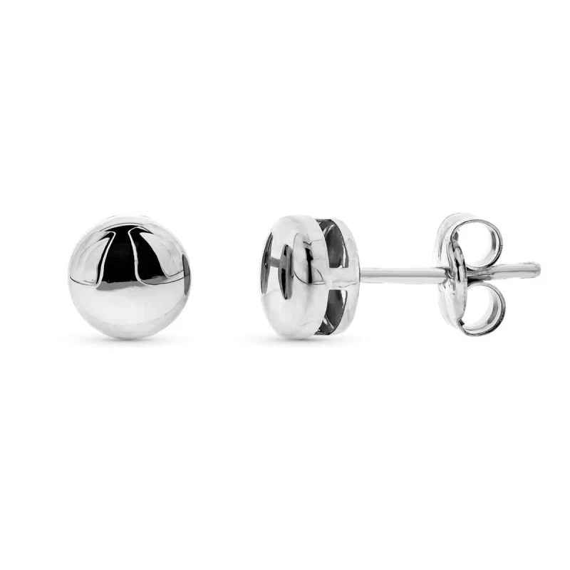 Pendientes Oro Blanco de 9k chatón de 5.5 mm. liso