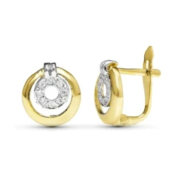 Pendientes en Oro Bicolor de 9k redondos de 11 mm. calados liso combi