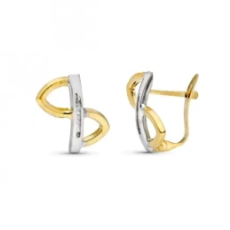 Pendientes Oro Bicolor 9k de 14 mm. formas combinadas caladas con cir