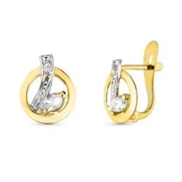 Pendientes Oro Bicolor 9k redondos calados de 9 mm. con barra central