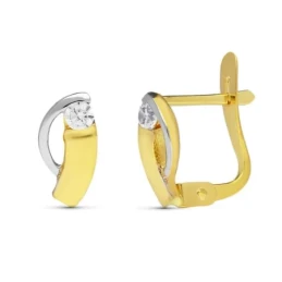 Pendientes en Oro Bicolor de 9k con 10 mm. y bandas combinadas con ci