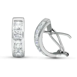 Pendientes en Oro Blanco de 9k con 20 mm. circonitas