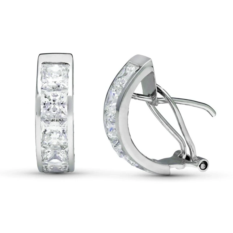 Pendientes en Oro Blanco de 9k con 20 mm. circonitas