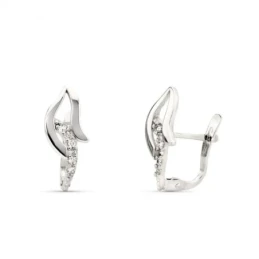 Pendientes Oro Blanco 9k de 15 mm. con bandas combinadas circonitas