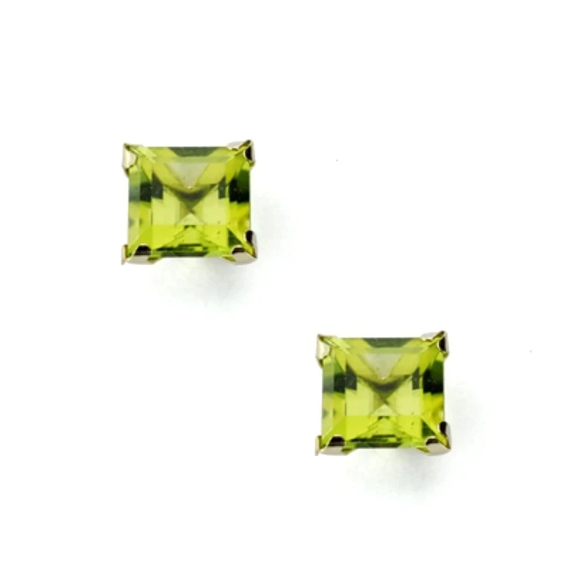 Pendientes en Oro 9k de 5 mm. piedra olivina natural de 1.42ct. par c