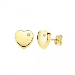 Pendientes en Oro de 9k con forma de corazón de 8 mm. lisos con circo