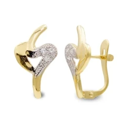 Pendientes Oro Bicolor 9k de 15 mm. con circonitas y formas caladas