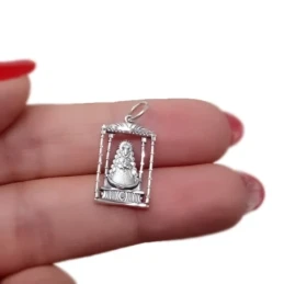 Virgen del Rocío Bajo Palio Colgante en Plata de Ley 925m maciza de 2