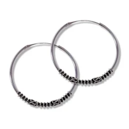 Aros Bali Pendientes Plata Ley 925m mujer 35 mm. detalles tribales ox