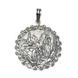 Medalla plata Ley 925m Virgen Lourdes cerco calado [AB9159]