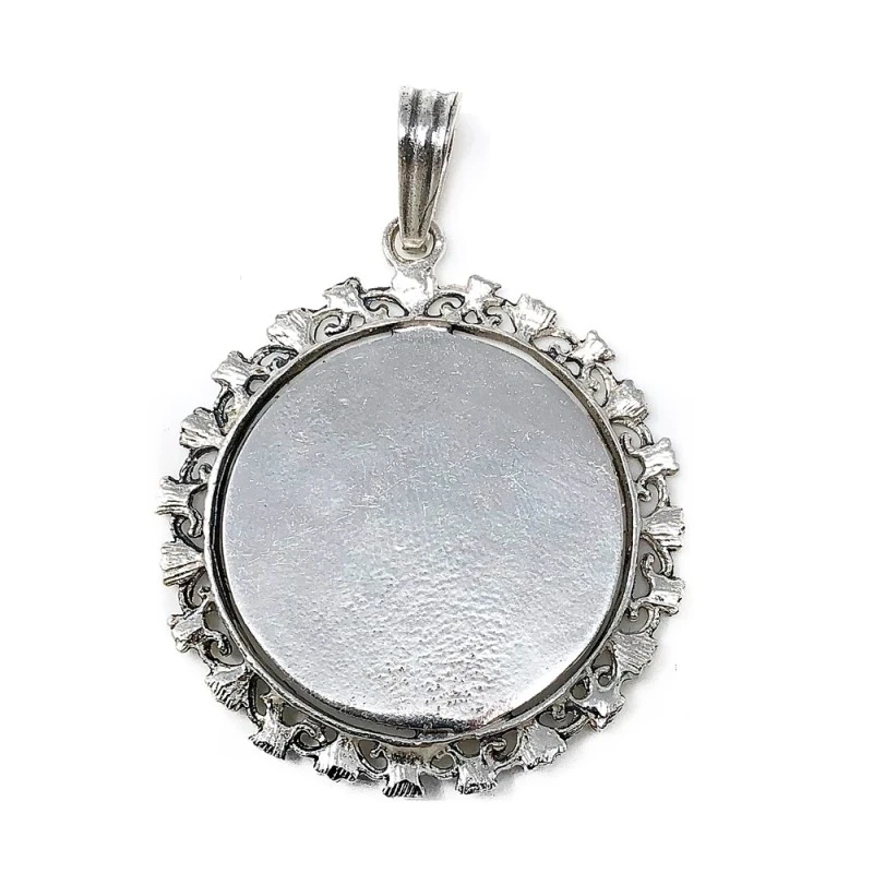 Medalla plata Ley 925m Virgen Lourdes cerco calado [AB9159]