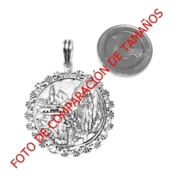 Medalla plata Ley 925m Virgen Lourdes cerco calado [AB9159]