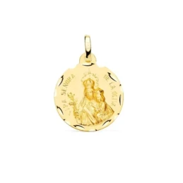 Virgen de la Oliva medalla oro 18k unisex 18 mm. detalles tallados