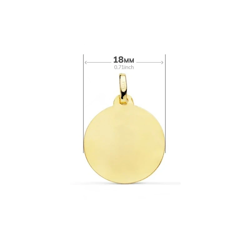 Virgen de la Oliva medalla oro 18k unisex 18 mm. detalles tallados
