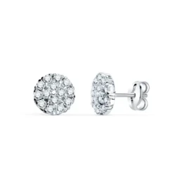 Pendientes oro blanco 18k niña Primera Comunión 7 mm. circonitas redo