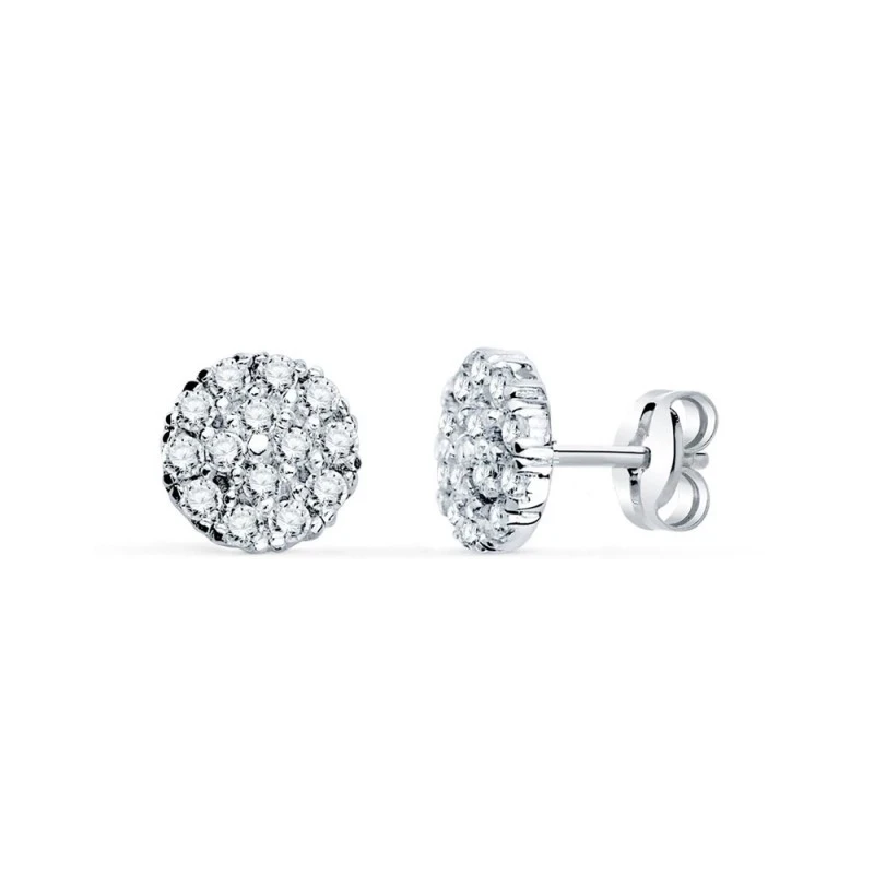 Pendientes oro blanco 18k niña Primera Comunión 7 mm. circonitas redo