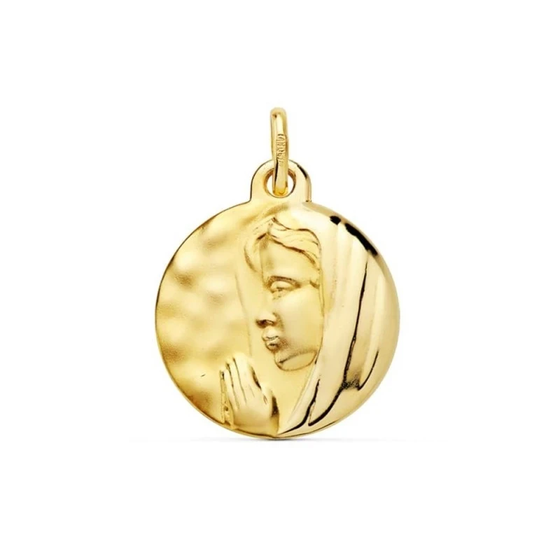 Medalla oro 18k Primera Comunión 16 mm. Virgen María Reina de los Cie