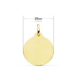 Virgen María medalla oro 18k Primera Comunión colgante 20 mm. lineas