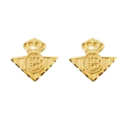 Real Betis Balompie Escudo Oro 18k pendientes 11 mm. detalles tallado