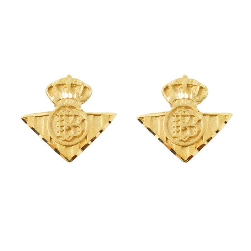 Real Betis Balompie Escudo Oro 18k pendientes 11 mm. detalles tallado