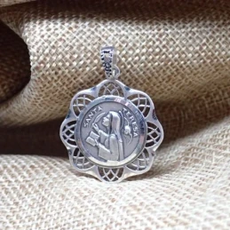 Santa Teresa Medalla Religiosa Plata Ley 925m maciza 28 mm. cerco. Gr