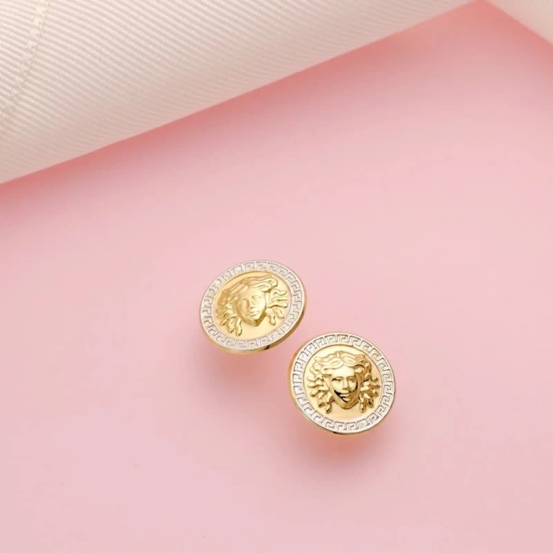 Pendientes oro bicolor 18k mujer 12 mm. medusa centro redondos borde