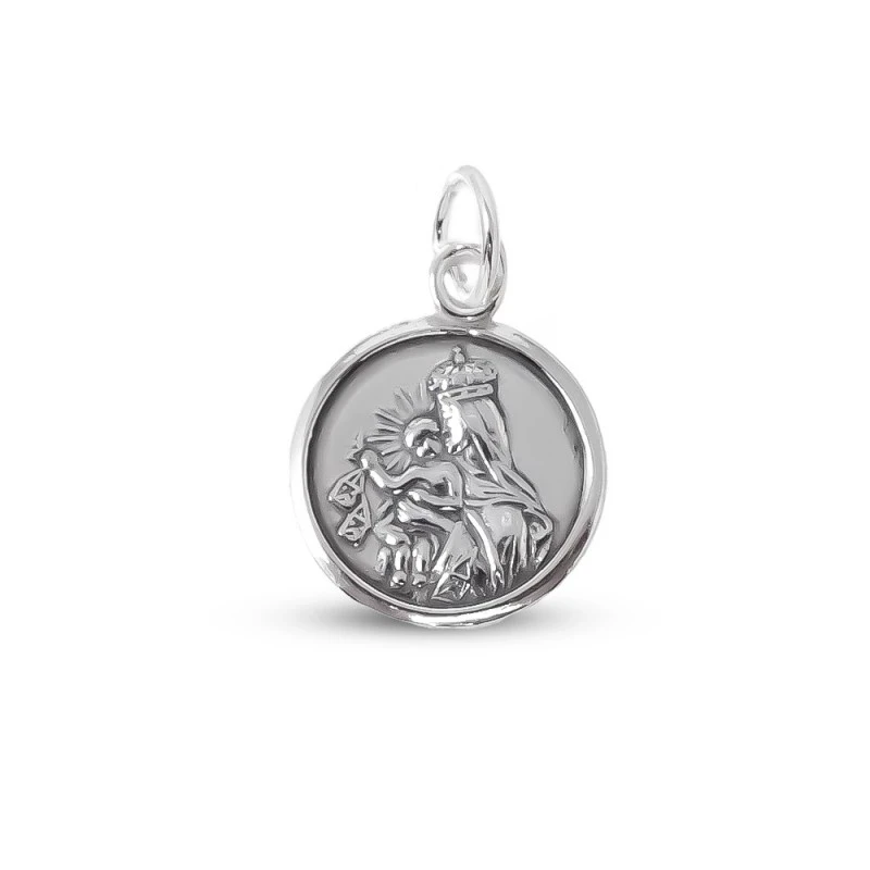 Colgante plata Ley 925m medalla Virgen Carmen 15mm. [AB1531]
