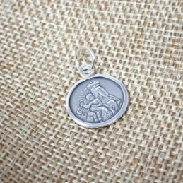 Colgante plata Ley 925m medalla Virgen Carmen 15mm. [AB1531]