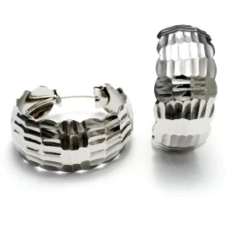 Pendientes aros plata 925m 27mm. labrado tallado [AA0964]